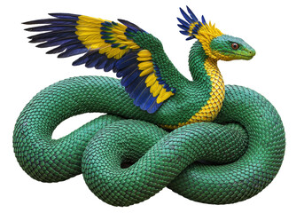 Isolated mythical winged serpent, fantasy creature for fairytale or folklore concept art