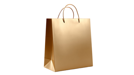 brown paper shopping bag mockup 3d render icon in cartoon plastic style minimal isolated on transparent white background