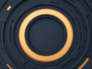 Gold & Steel: Abstract 3D Concentric Circles