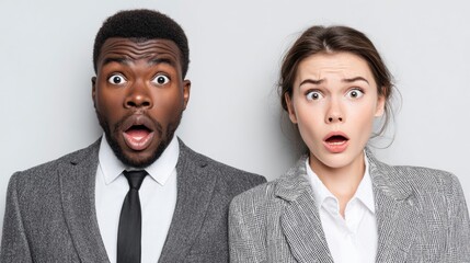 Deux collègues surpris avec une expression choquée