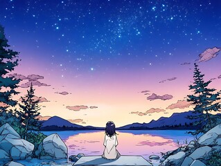 Celestial Hues: A Night's Tranquility