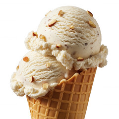 Creamy scoops almond delight isolated on a transparent background