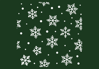 Vector art of seamless pattern of white snowflakes and dots on a blue background, perfect for winter and holiday designs