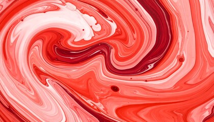 Swirling abstract artwork with layers of red and white hues, creating a fluid and dynamic visual effect
