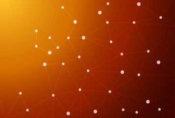 Abstract connected network on red orange gradient background for technology and innovation themes

