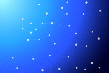 Abstract digital network on blue purple gradient background for AI and technology themes