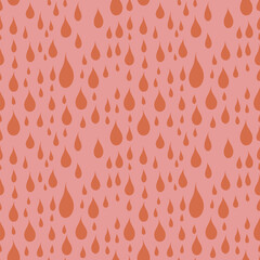 Vector seamless pattern with funky drop shapes. Colorful texture with teardrops, rain drops, water droplets. Pink background design. Stylish repeated ornament for decor, textile, fabric, print, cover