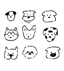 Crayon style drawing of a multi-headed dog line drawing.