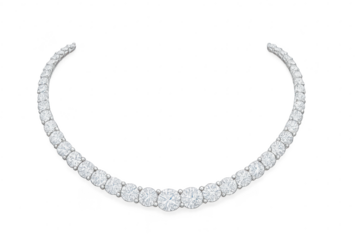 Luxurious diamond tennis necklace isolated on transparent background