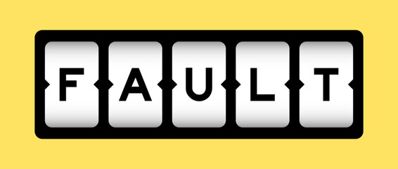 Black color in word fault on slot banner with yellow color background
