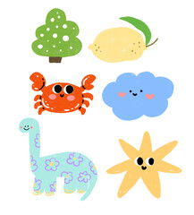 Crayon style drawing of decorative figures