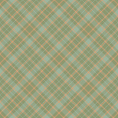 Design checkered  for prints.Seamless green,orange check pattern. Repeating patern plaid.  Repeated tartan fabric. Vector scottish fabriс. Ekose texture. Madras flannel. Checker line. Stripe gingham