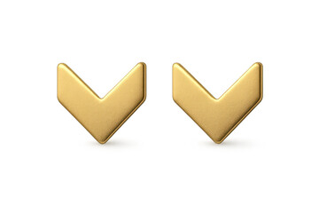 Two shiny golden downward-pointing arrows isolated on transparent background.