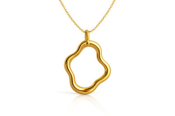 Fototapeta premium Elegant gold necklace with abstract organic pendant isolated on transparent background