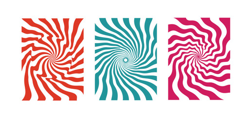 Colorful Spiral Optical Illusion Abstract Pattern Set