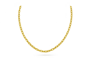 Elegant gold chain necklace isolated on transparent background, luxurious accessory