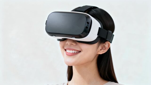 Asian woman with virtual reality headset