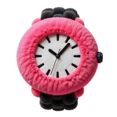 Plush wristwatch, isolated on transparent background