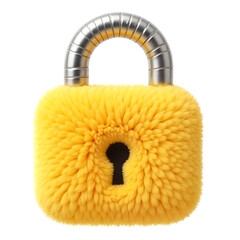 Plush locked padlock, isolated on transparent background