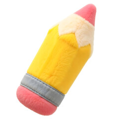 Plush pencil, isolated on transparent background