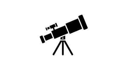 Fototapeta premium Telescope icon black silhouette isolated white background