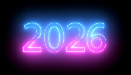 Futuristic 2026 Neon-Lit Year of the Future, Brightly Glowing in Modern Digital Design