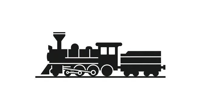 Train silhouette black and white vector