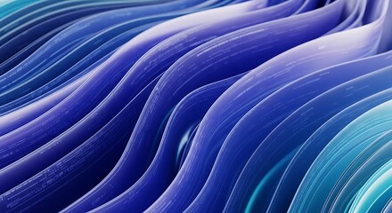Stunning abstract gradient waves flow with subtle digital code overlays for modern tech design
