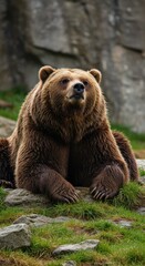 Obraz premium Relaxing Brown Bear on its Back