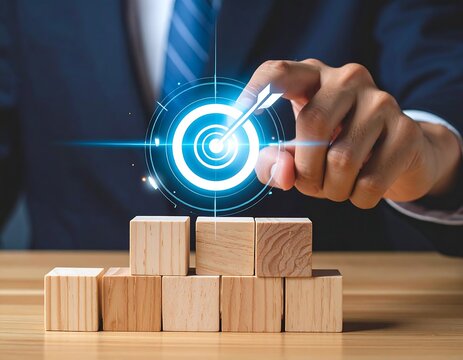 businessman hand drawing target