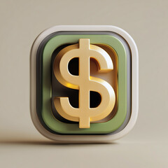 Dollar 3D icon. AI artwork.	