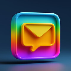 Message 3D icon concept volumetric digital illustration. E-mail message 3D icon. AI artwork. 