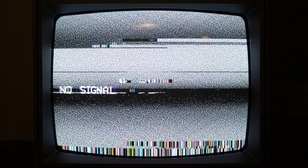 Old Television Screen Displaying No Signal Static.