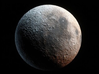Fototapeta premium A detailed view of the celestial sphere showing lunar surface texture and shadows, against deep space