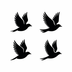 Fototapeta premium set of black silhouettes of birds
