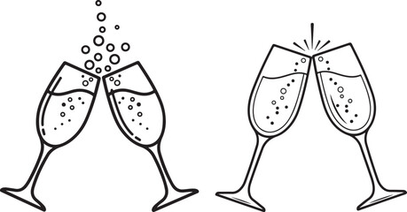 champagne glasses on a black background Champagne Glasses Clinking Vector Icon

New Year's Toast Celebration Illustration

Black and White Champagne Glasses Graphic