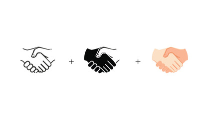 Vector art of handshake icon set symbol of success deal, happy business partnership