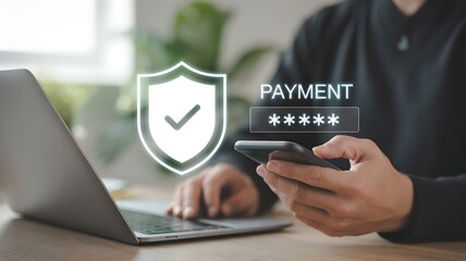 online banking concept, making a payment on a smartphone