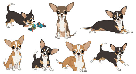 Obraz premium A collection of adorable chihuahua dogs in various playful poses.