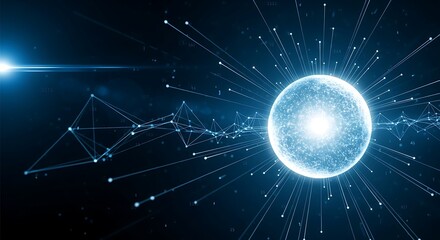 Dynamic digital sphere with glowing nodes, perfect for technology solutions and innovative concepts
