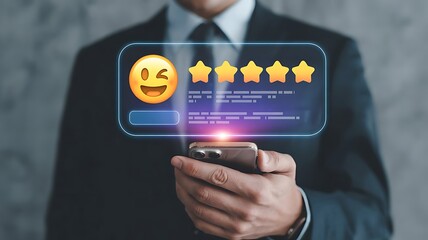 businessman pressing virtual button