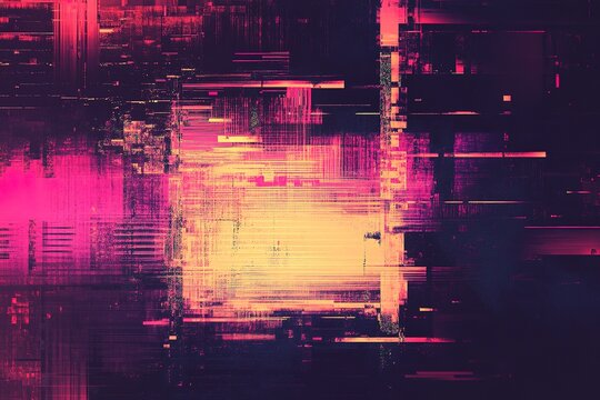 Glitchy distorted pixel texture, cyberpunk digital noise, futuristic AI-generated aesthetic