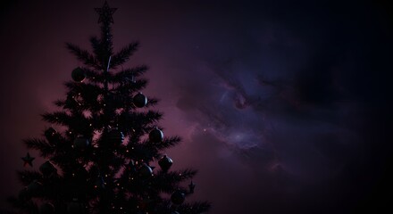 Galactic Christmas Tree in Cosmic Nebula Glow – Surreal Holiday Art