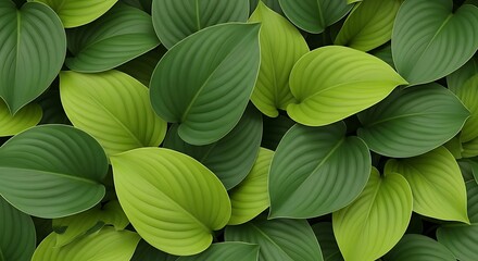 A close up view of many green leaves with visible veins creating a natural and vibrant background