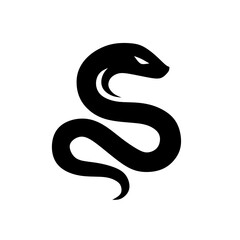Black Snake Logo - Minimalist Serpent Silhoutte Design Logo Vector 