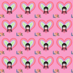 seamless pattern with apples and flowers