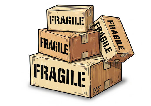 Fragile Boxes Stacked Safe Shipping Illustration