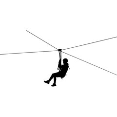 Silhouette of a person enjoying a thrilling zipline adventure.