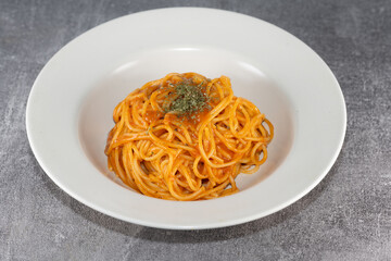 Delicious Rose Pasta Plating, Fork, tomato sauce