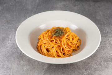 Delicious Rose Pasta Plating, Fork, tomato sauce
